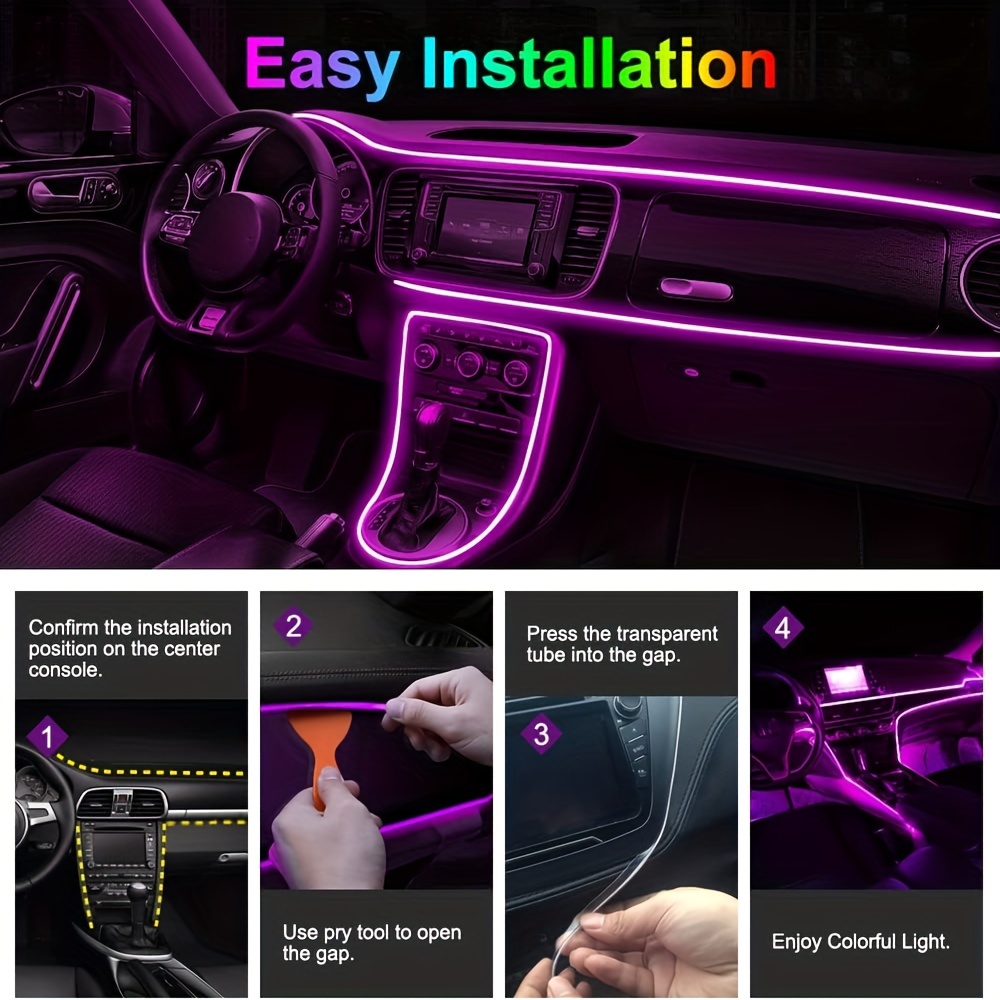 Auto Atmosphäre Licht dekorative einfache Installation DIY Auto Party  Innenraum LED Verdrahtung Neonlichtstreifen kompatibel mit Urlaub