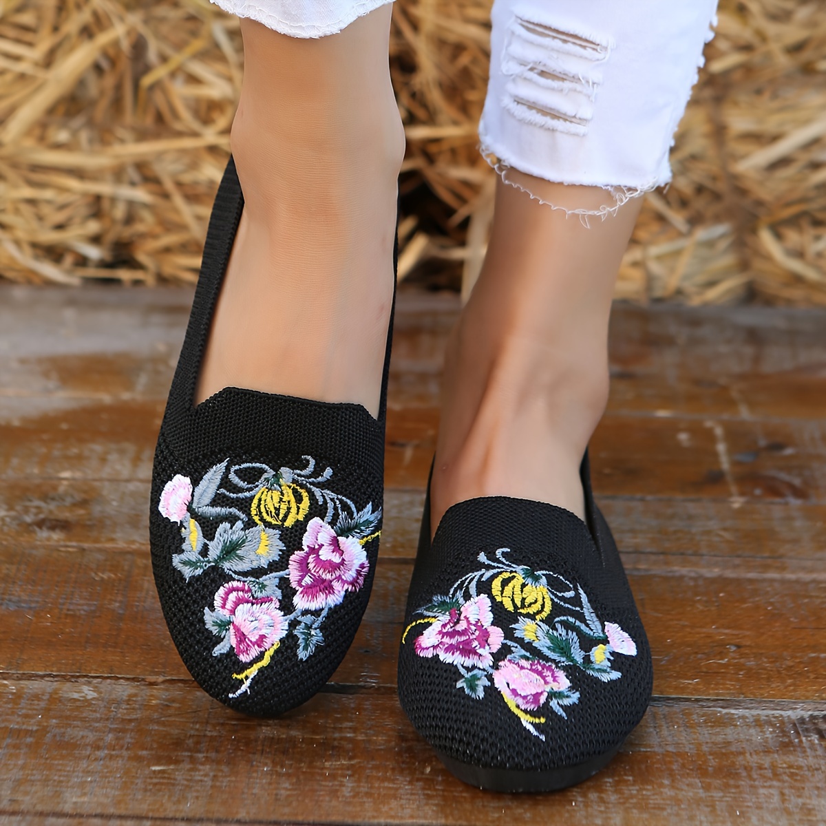 Embroidered Shoes - Temu