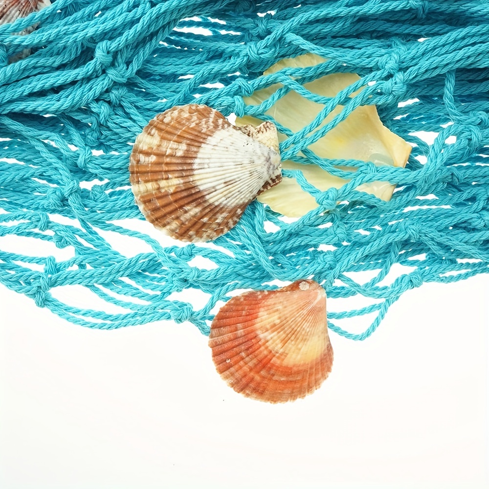 Nautical Blue Fishing Net Wall Decor Seashells Perfect Home - Temu