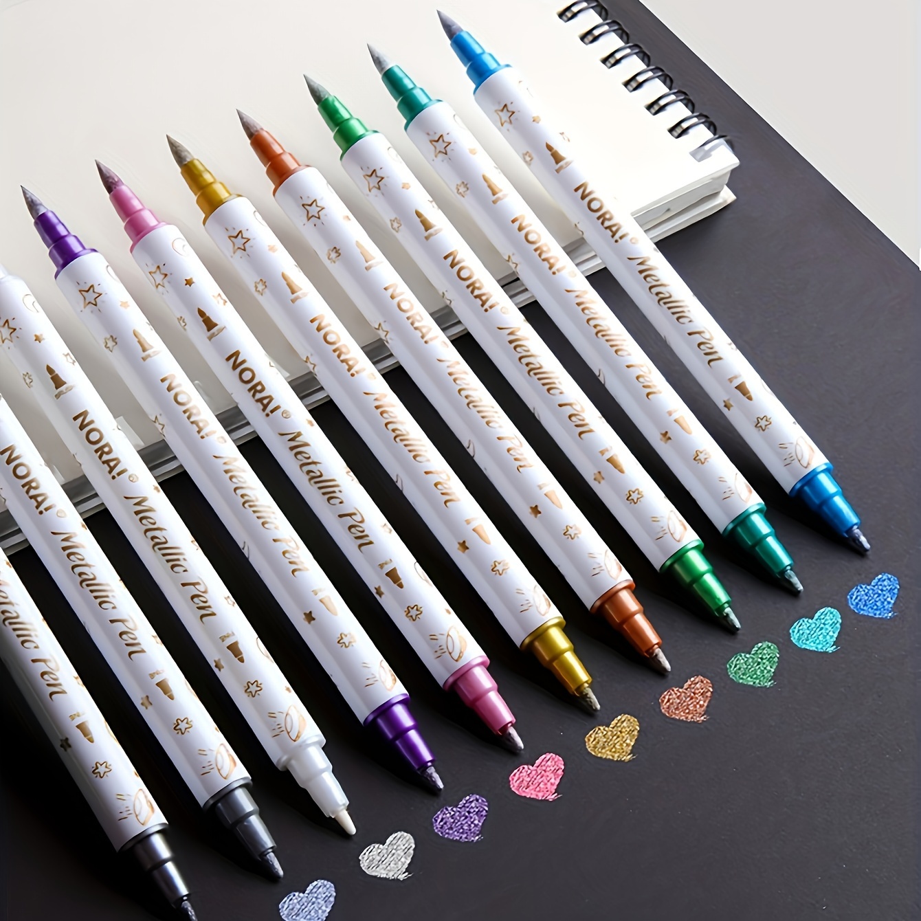 Glitter Markers Pen, 12 Colors Glitter Metallic Paint Pens Medium for Kids