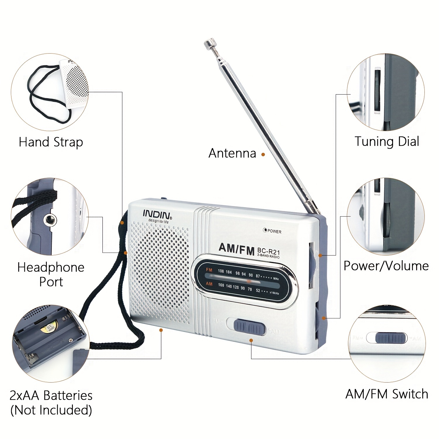 AM FM Portable Pocket Radio Battery Operated Mini Radio Antenna Receiver  Speaker