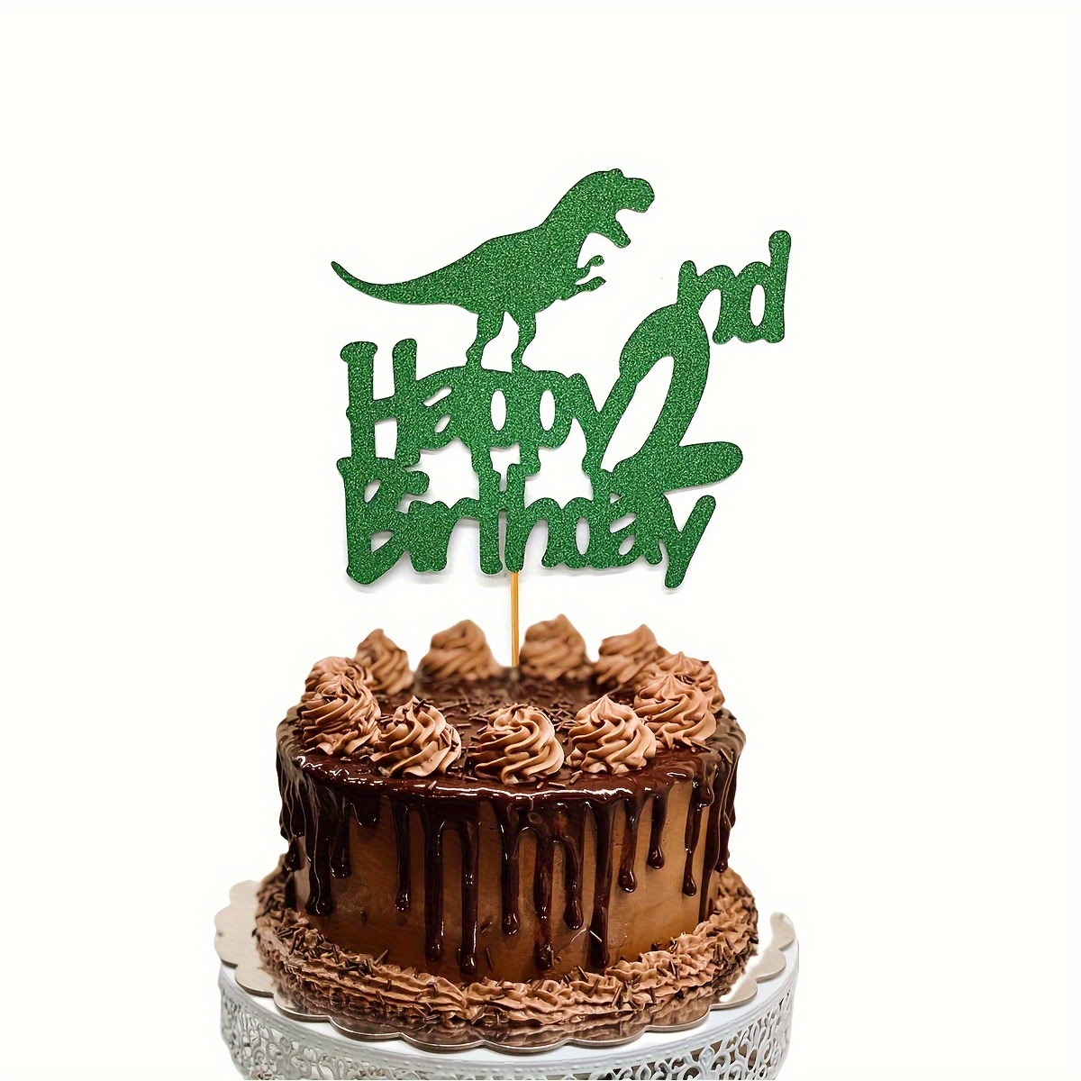 1pc Felice Compleanno Dinosauri Verdi 1234 anno vecchio Cake - Temu Italy
