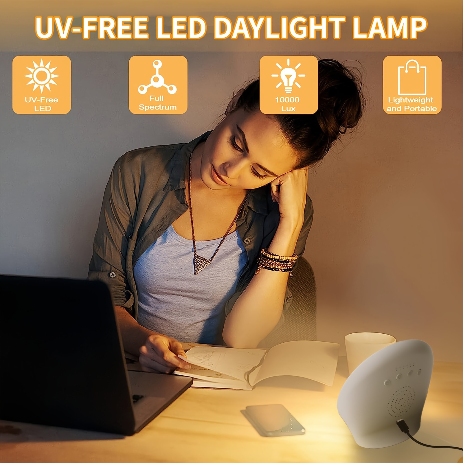 Lampe de luminothérapie 11000 lux sans UV Lampe Luminotherapie avec  Luminosité, Température de Couleur et Minuterie Réglables Lampe Lumiere du  Jour