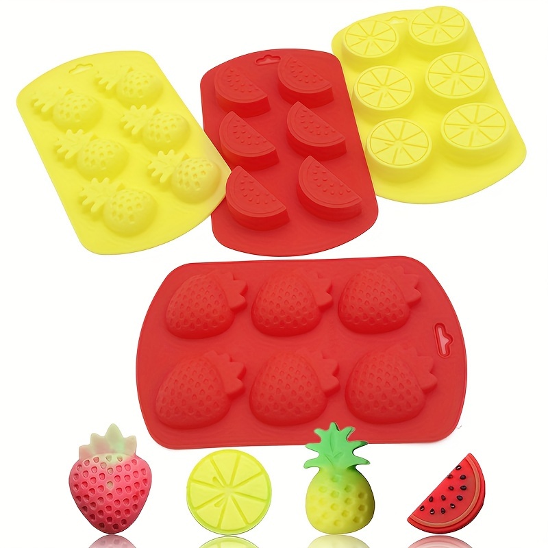 1pc 4-cavity Strawberry-shaped Silicone Mold, For Diy Candle