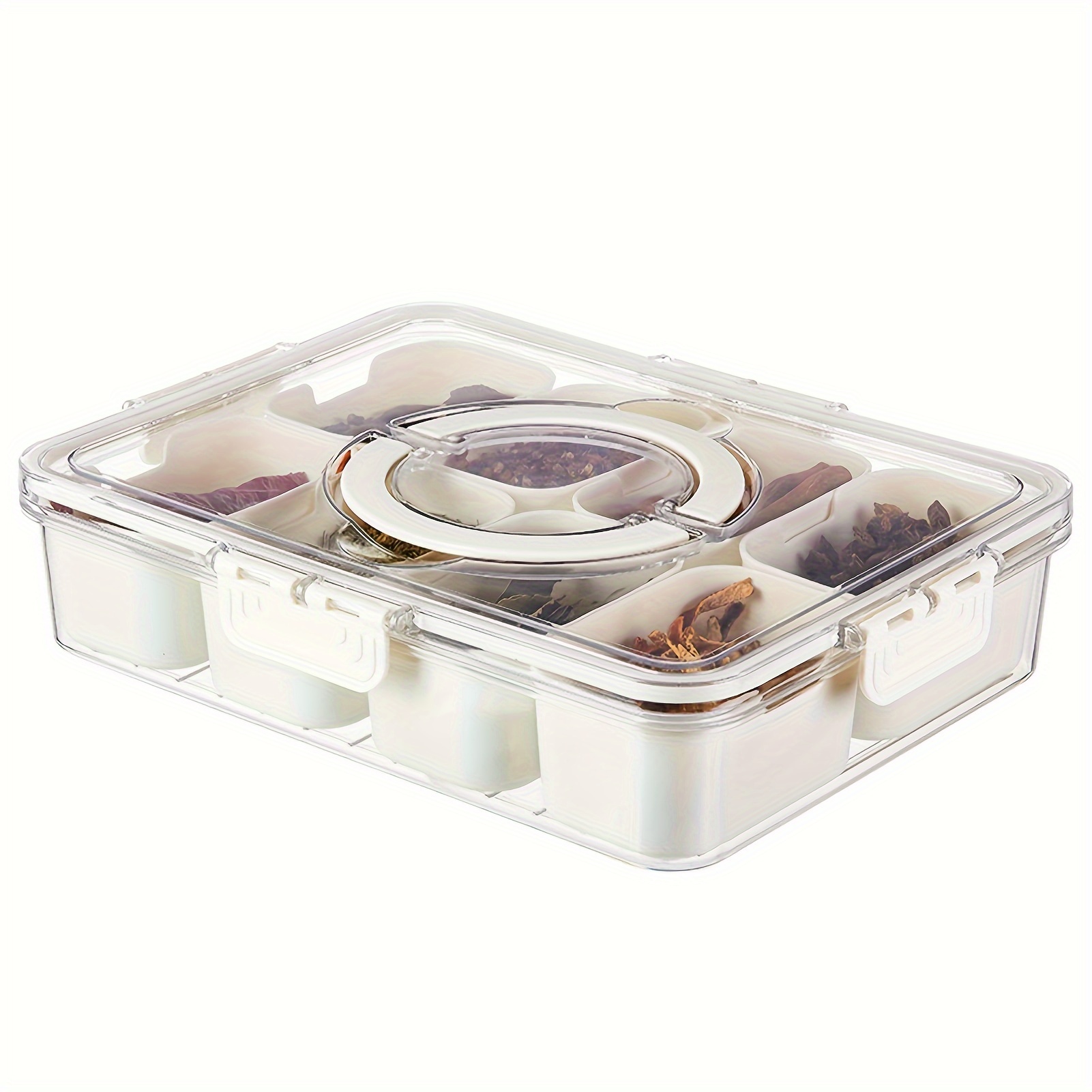 1pc Storage Containers, Veggie Tray With Lid, Divided Snack Box Container  With 4 Or 6 Compartments, For Party Serving Platter, For Fruit, Snack, Appet