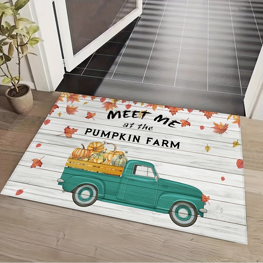  Indoor Door Mat Kitchen Rug,Pumpkins Thanksgiving Farm