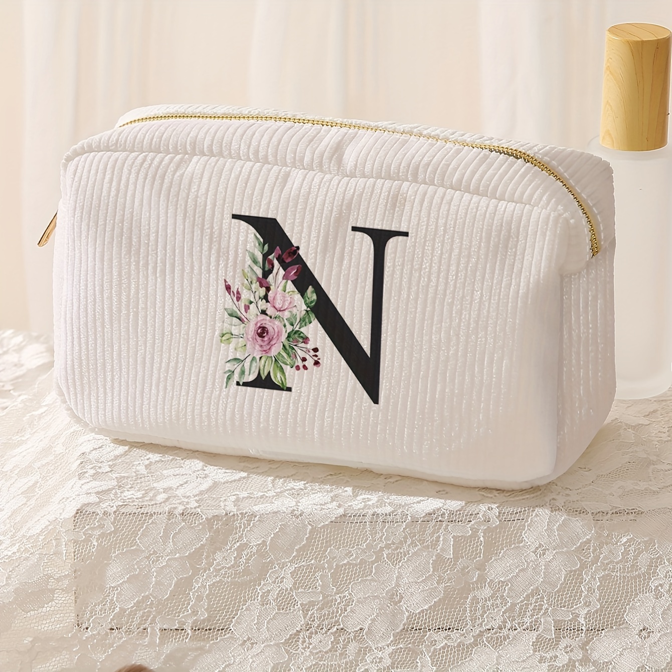 Elegante Pochette Con Motivo Floreale E Lettere, Pochette Per Trucchi Con  Cerniera, Borsa Per Cosmetici Da Viaggio Da Donna - Temu Italy