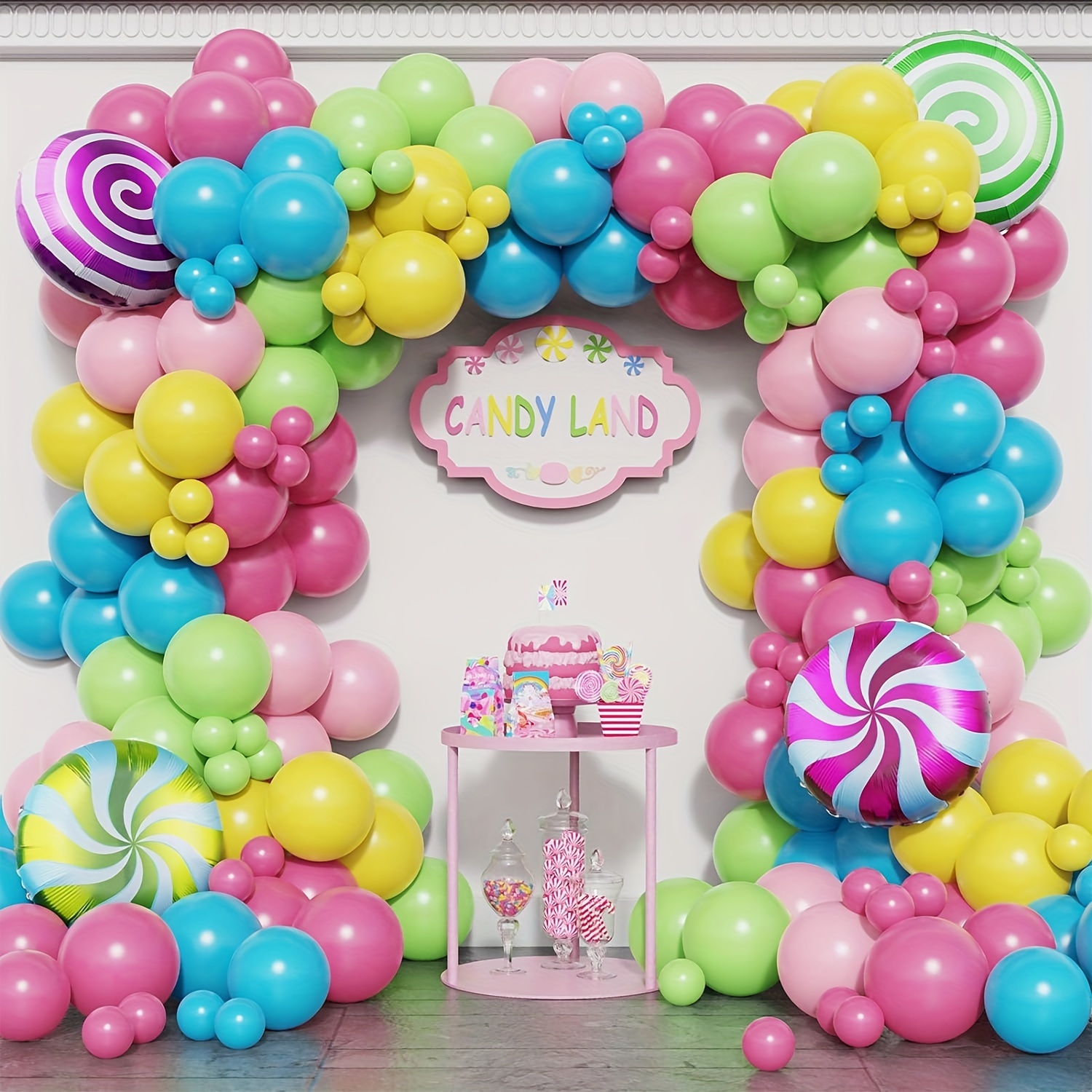 104pcs Pink Gold Balloon Glue Chain, Baby Birthday Party Background  Decoration Balloon Set