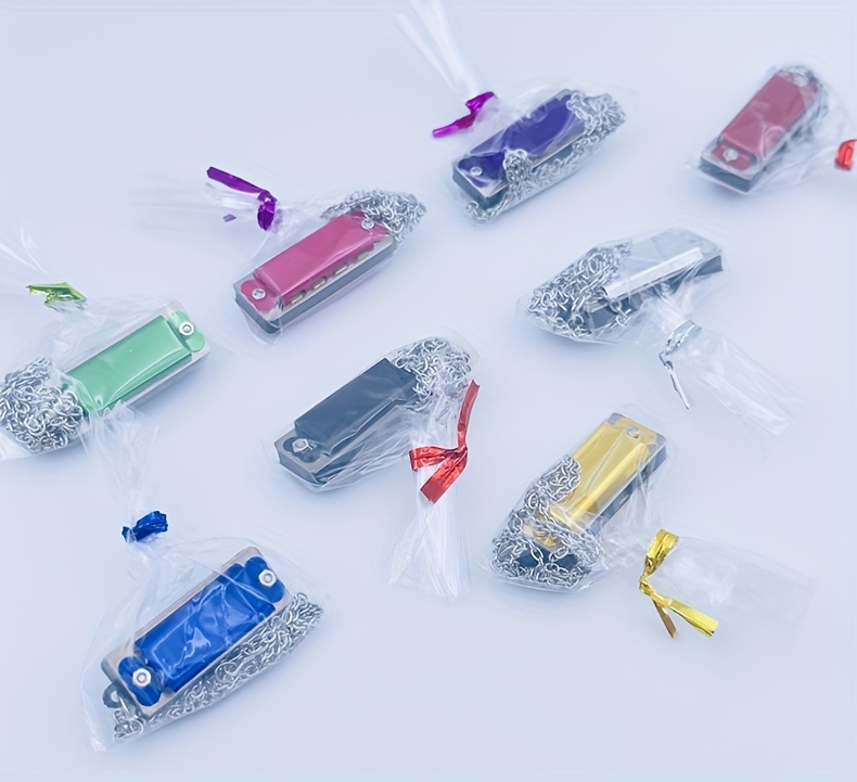 1pc Mini Harmonica Necklace, 4-Hole 8-Note, Playable Melody, Multi-Color Options, Metal Polished Finish, Beginner Instrument, Ideal Christmas & Spring Festival Gift, No Bag Included