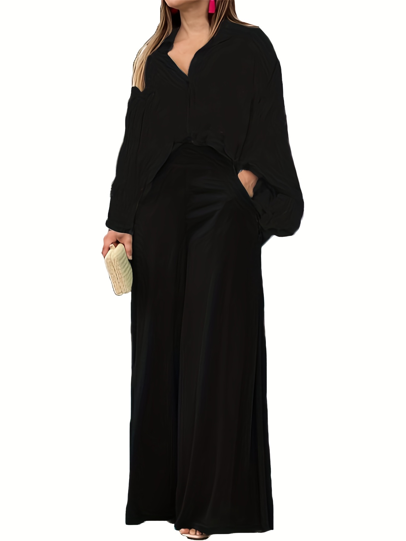 Tie Dye Batwing Sleeve Blouse & High Waist Pantsuits