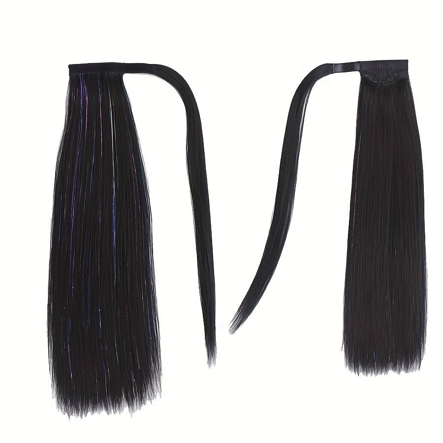 Colorful Tinsel Laser Synthetic Straight Ponytail Extensions