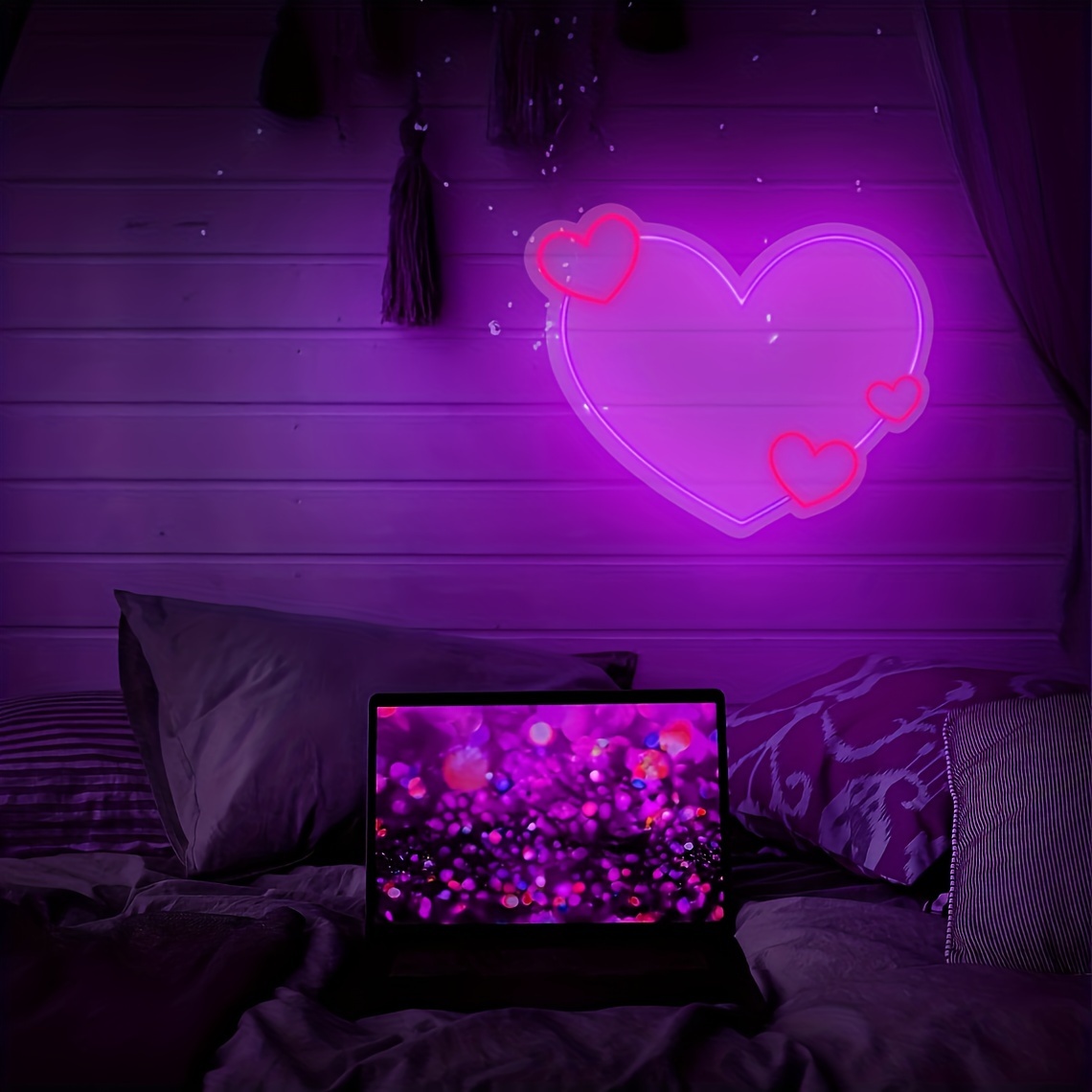 1pc Coole Herzförmige Neonlichter Romantische Wanddekoration