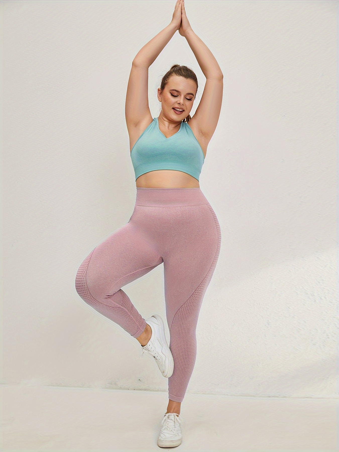 Plus Size Sports Leggings Women's Plus Seamless High Waisted - Temu