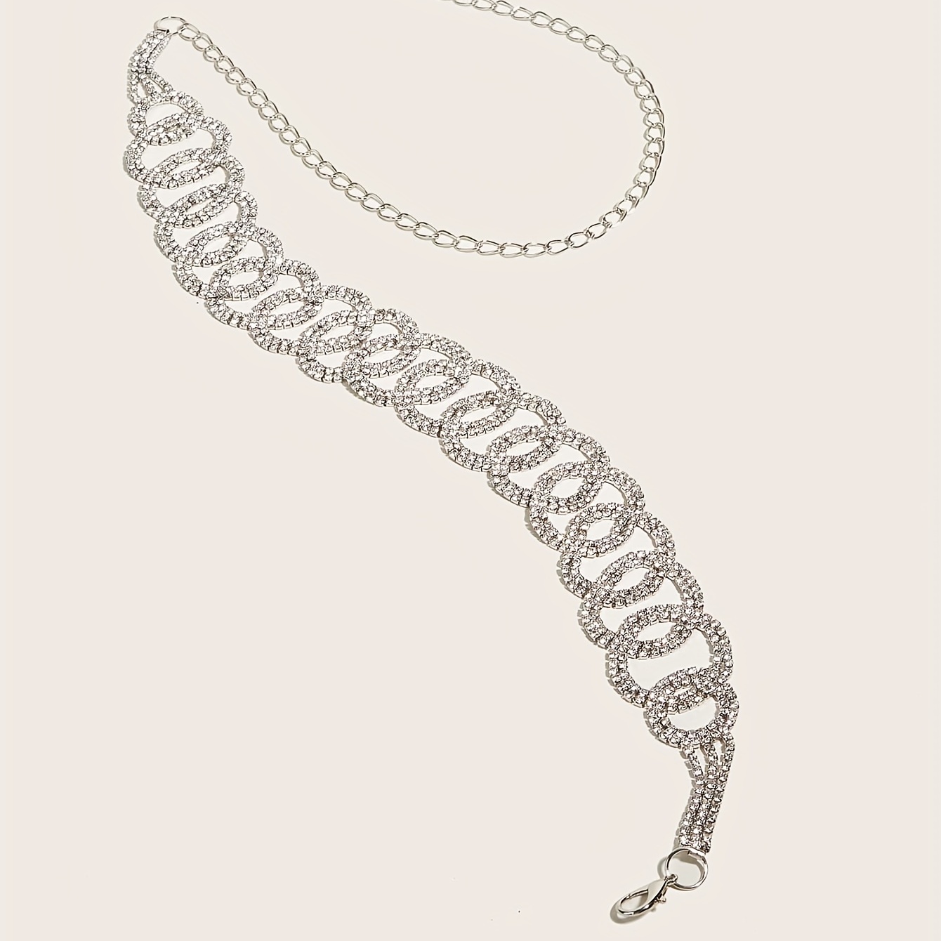 Golden Rhinestone Circle Decor Belt Double Circle Waist Chains