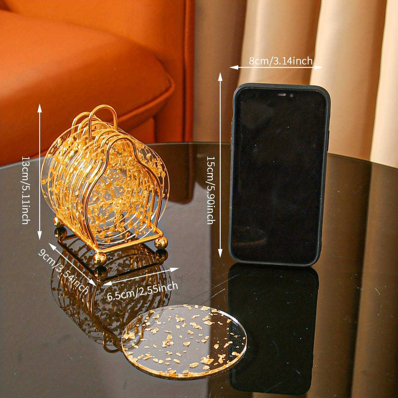 Gold Foil Acrylic Coasters Transparent Insulation Pad Multipurpose Cup Mat  Acrylic Coaster Acrylic Insulation Pad Multipurpose Heat-Resistant Drinks  Cup Mat Durable Easy to Clean 1PCS Gold Clover 
