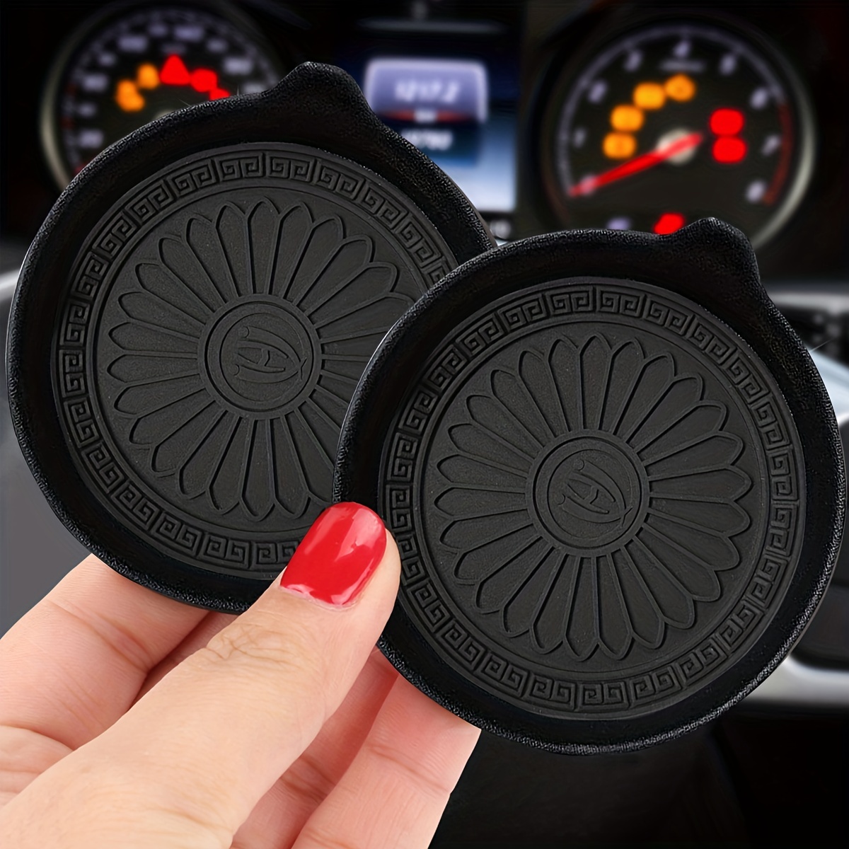 Retrok 4pcs/set Silicone Cup Coasters Auto Cup Holders Universal Car  Waterproof Non-Slip Sift-Proof Spill Holder Car Interior Accessories  (Black) 