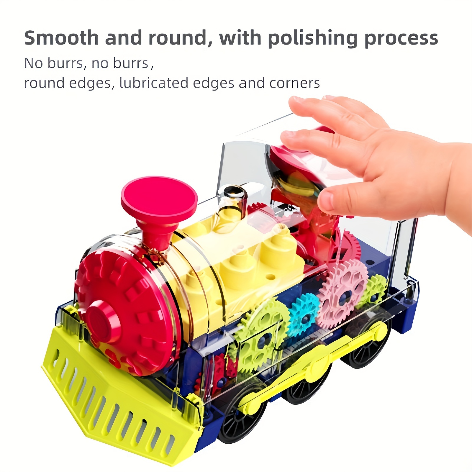 Juego de tren eléctrico, tren de engranaje eléctrico transparente con luz  musical, juguete giratorio, regalo de cumpleaños para niños
