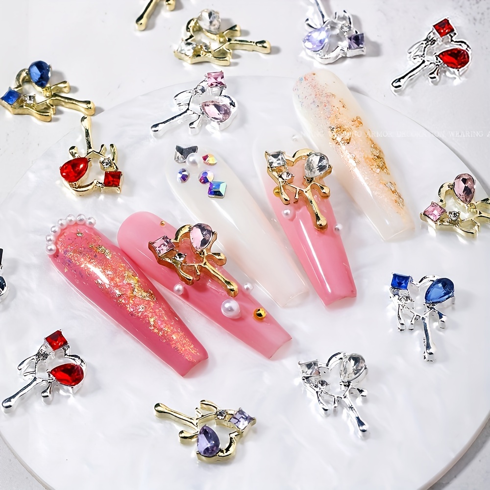 Heart Nail Charms With Rhinestones heart Nail Art Studs For - Temu