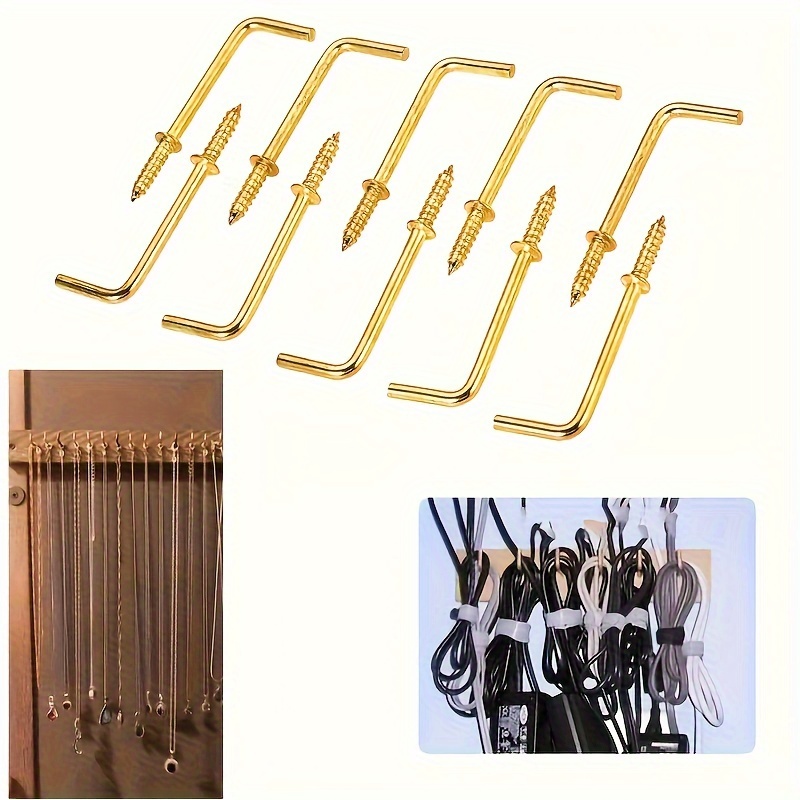 5/8/12/30/40pcs L-Shaped Hook Right Angle Screw Hook Self Tapping Screw  Hook Alloy Frame Sheep Eye Iron Hook