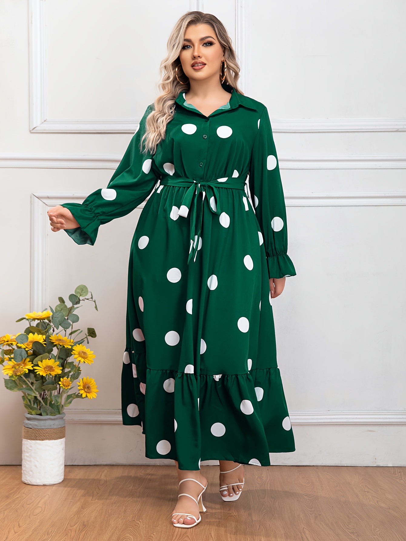 Polka dot long outlet dress