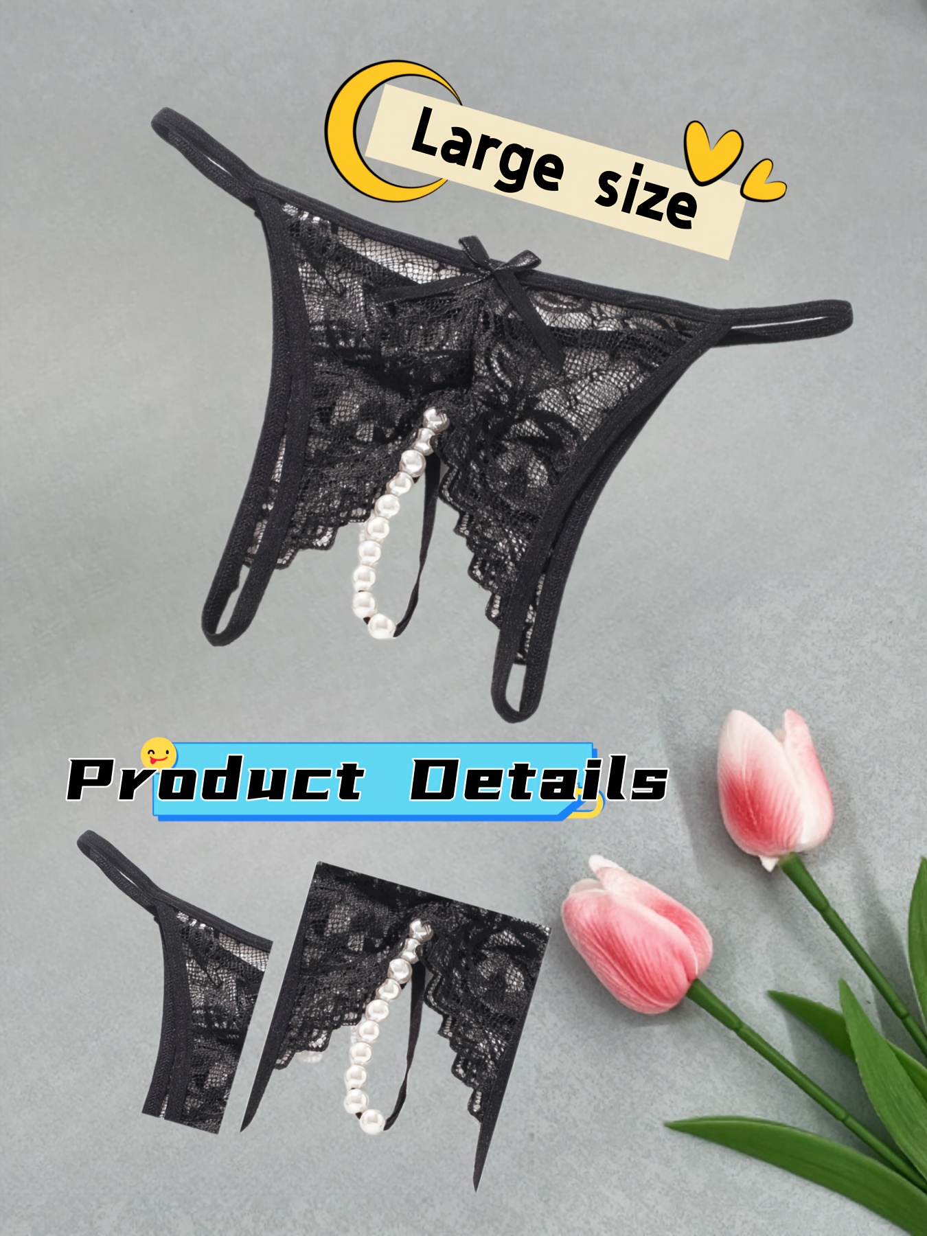 5pcs New Women's Lace Crotchless Underwear Thongs Lingerie G-string Floral  Brief