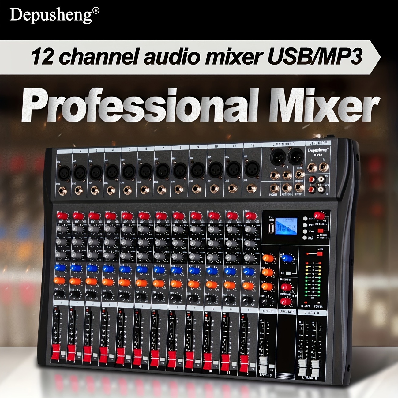 Depusheng Console De Mixage Audio 8/12 Canaux Avec USB - Temu France