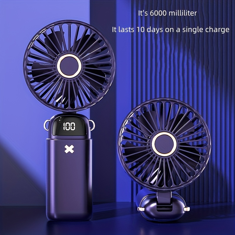 Upgraded USB Handheld Mini Digital Folding Fan with Large Capacity