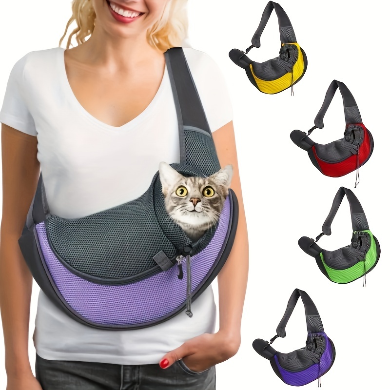 Pet Cat Carrier Backpack Small Dog Sling Shoulder Bag Mesh Breathable for  Travel