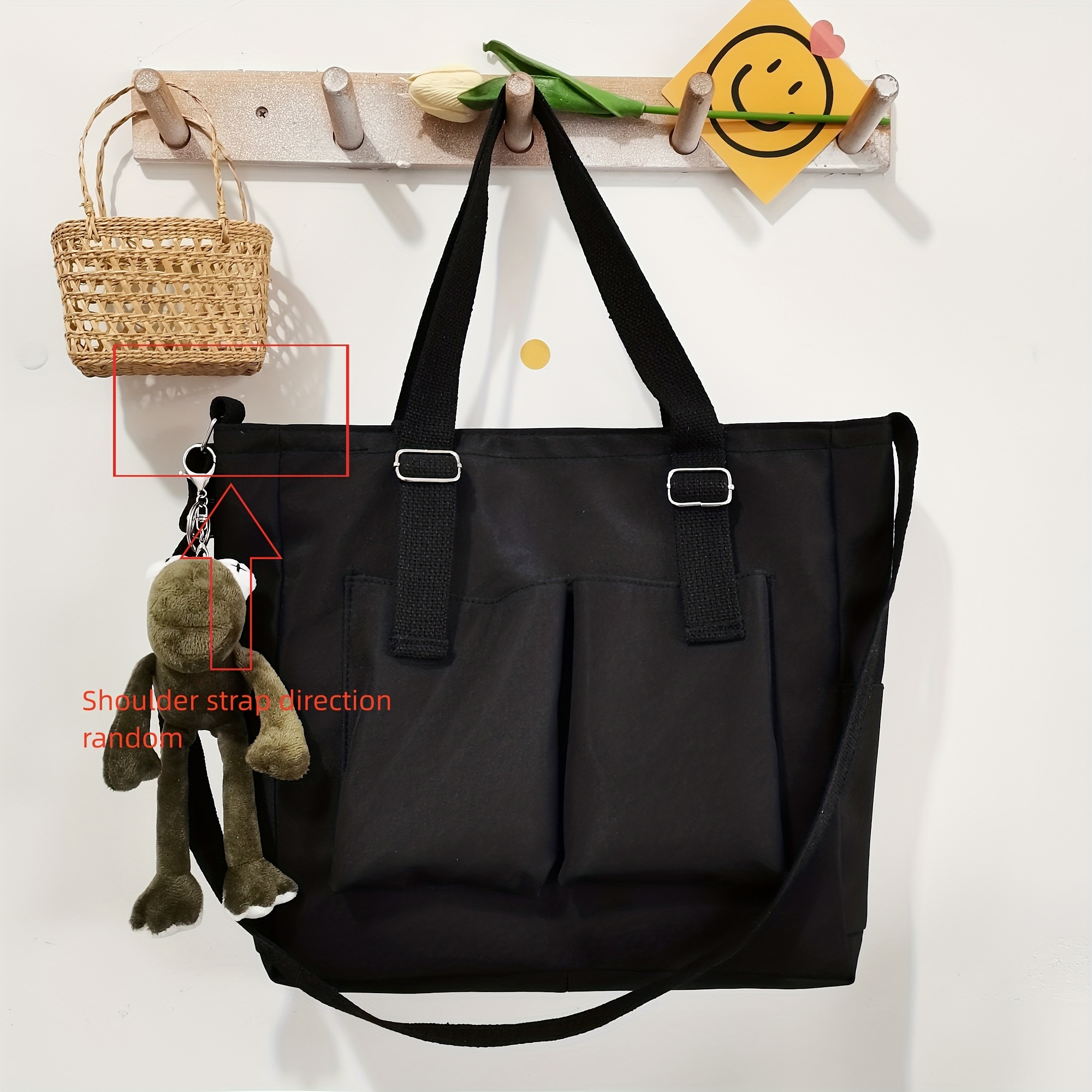 Tote Bag With Zipperjapanese Multi Pocket Crossbody Canvas 