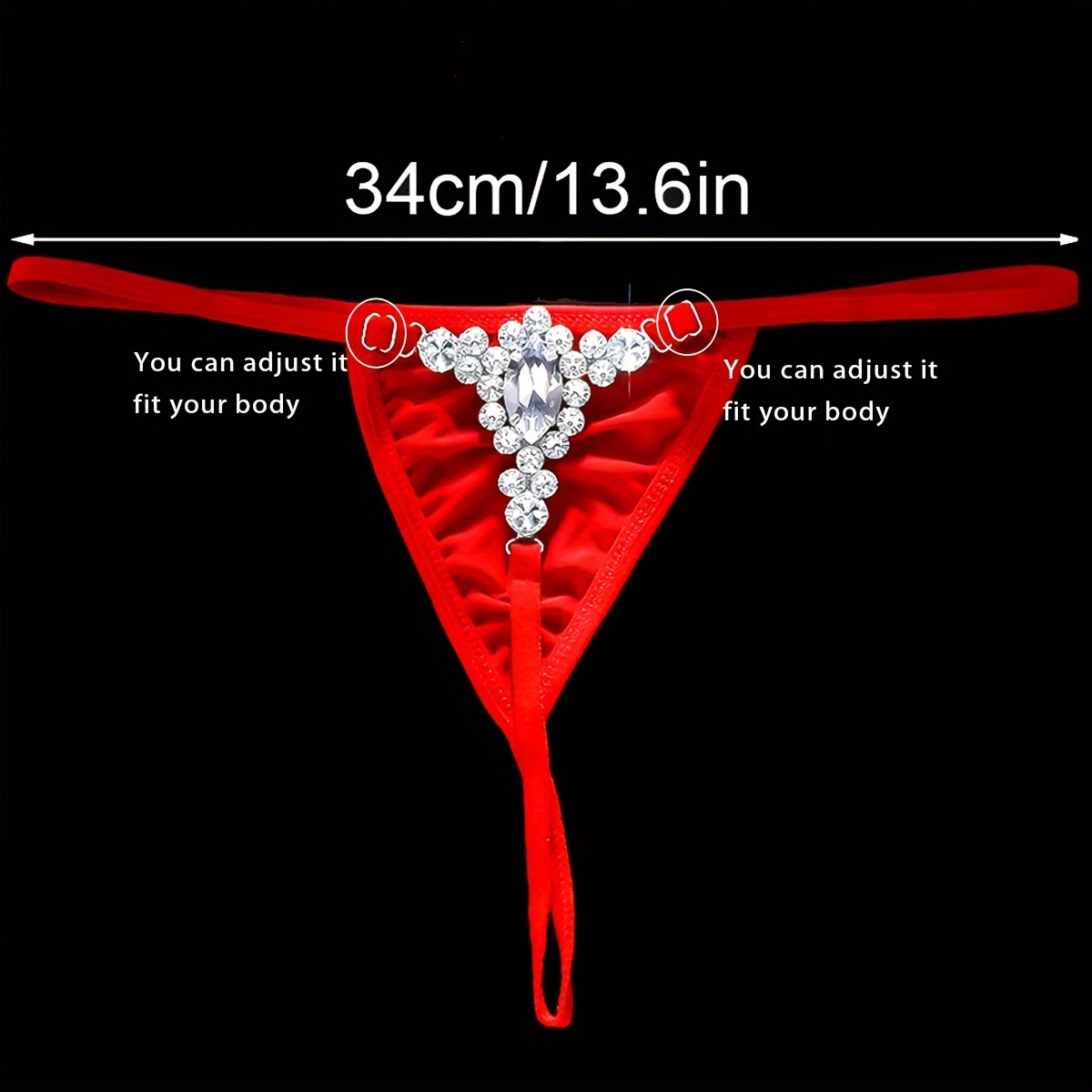 Shiny Rhinestone Black/ Red Underwear Thong Chain Sexy Body - Temu