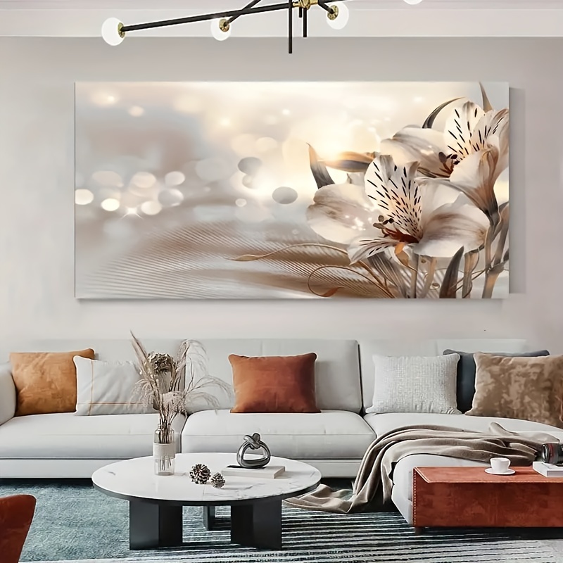 Pintura Decorativa Abstracta Floral En Papel Dorado, Arte De Pared Sin Marco  Para Dormitorio Y Sala De Estar, Pintura Impresa De 50x100 Cm, Moda de  Mujer