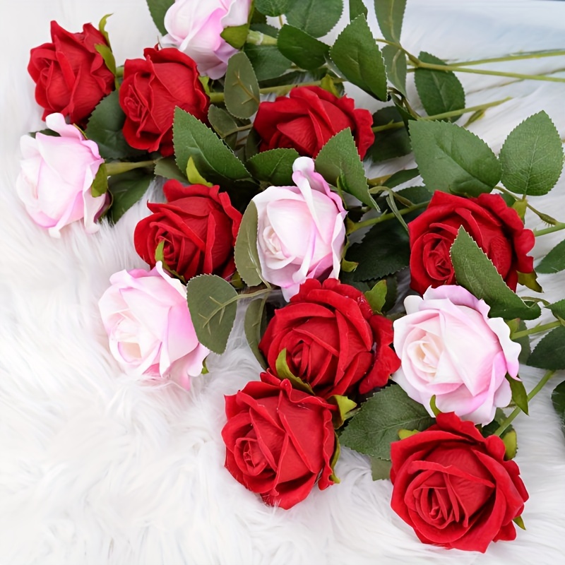 1 Pieza Flores Rosas Artificiales Ramos Boda Rosas - Temu