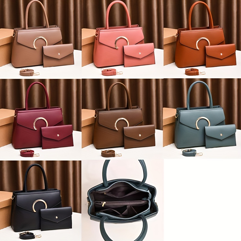 Solid Color Crossbody Bag Women's Multi Zipper Clutch Purse - Temu
