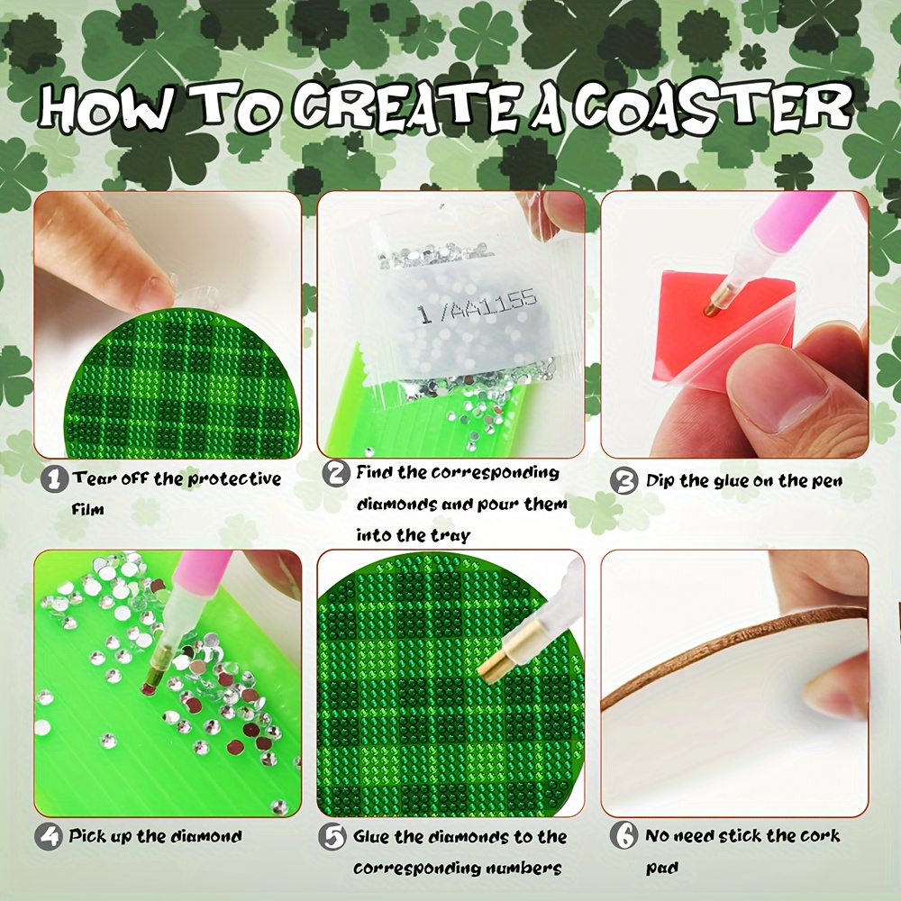 St Patrick's Day Diamond Painting Coasters With Holder Diy - Temu