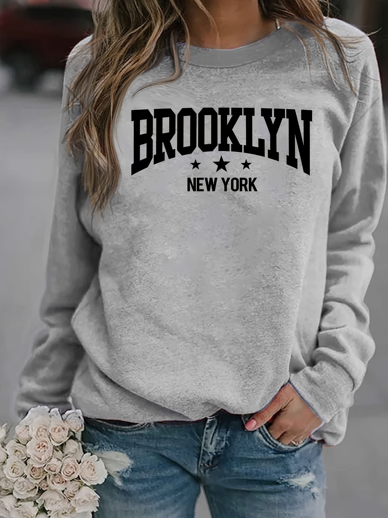 Sweat shirt Imprim Brooklyn Sweat shirt D contract Temu France