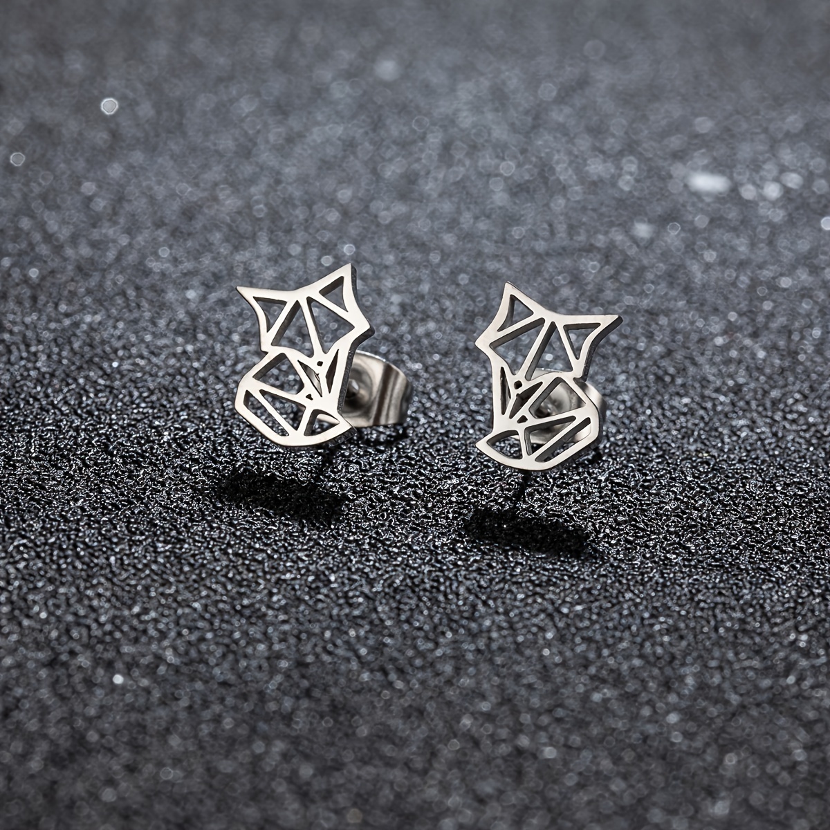 TEMU 1 Par/4 Pares, Zarcillos Simples De Acero Inoxidable De Zorro, Pendientes De Animales Para Hombres, Regalo De Joyería