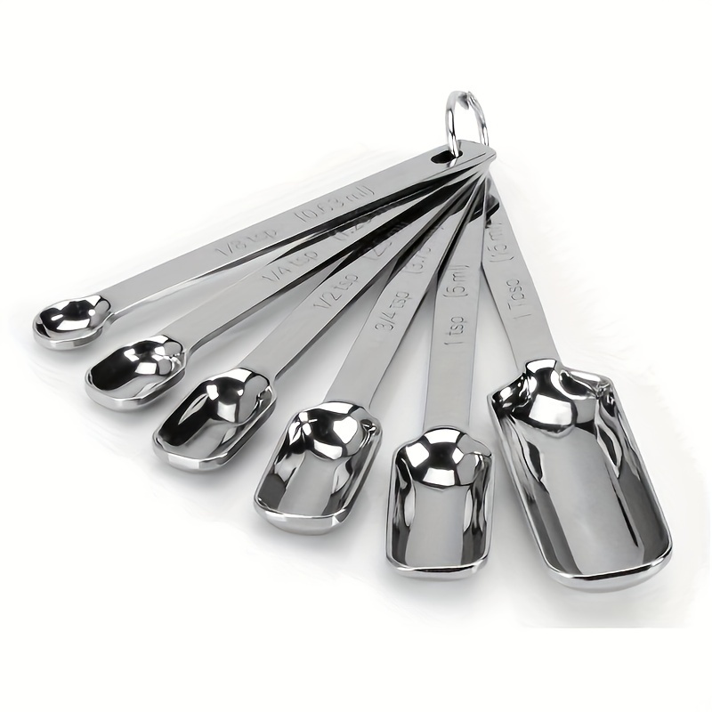 Stainless Steel Measuring Spoons Set, Small Measuring Spoon 1/8 tsp, 1/4 tsp, 3/4tsp, 1/2 tsp, 1 tsp, 1/2 Tbsp & 1 Tbsp Metal Teaspoon Measure Spoon