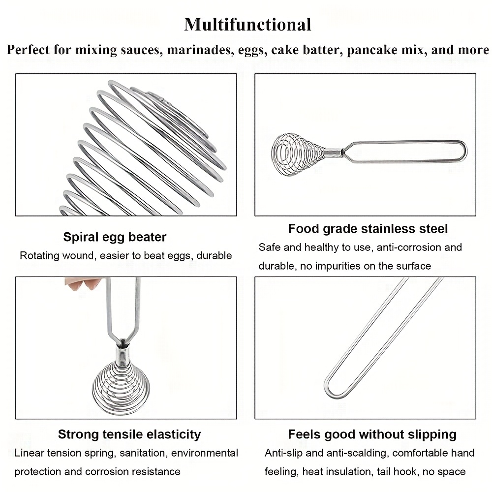 1pcs Stainless Steel Eggbeater, Anti Rust Durable Rotatable Manual