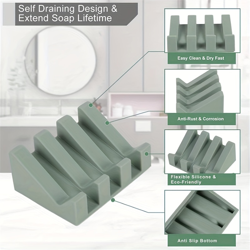 Silicone Soap Dish Self Draining Waterfall Bar Soap Holder