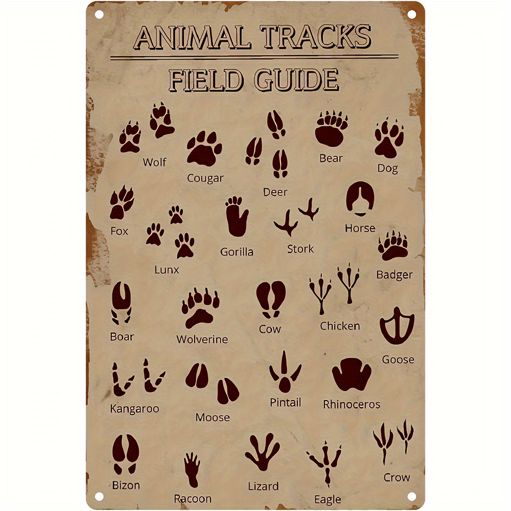 Vintage Animal Tracks Field Guide Metal Sign Vintage Metal - Temu