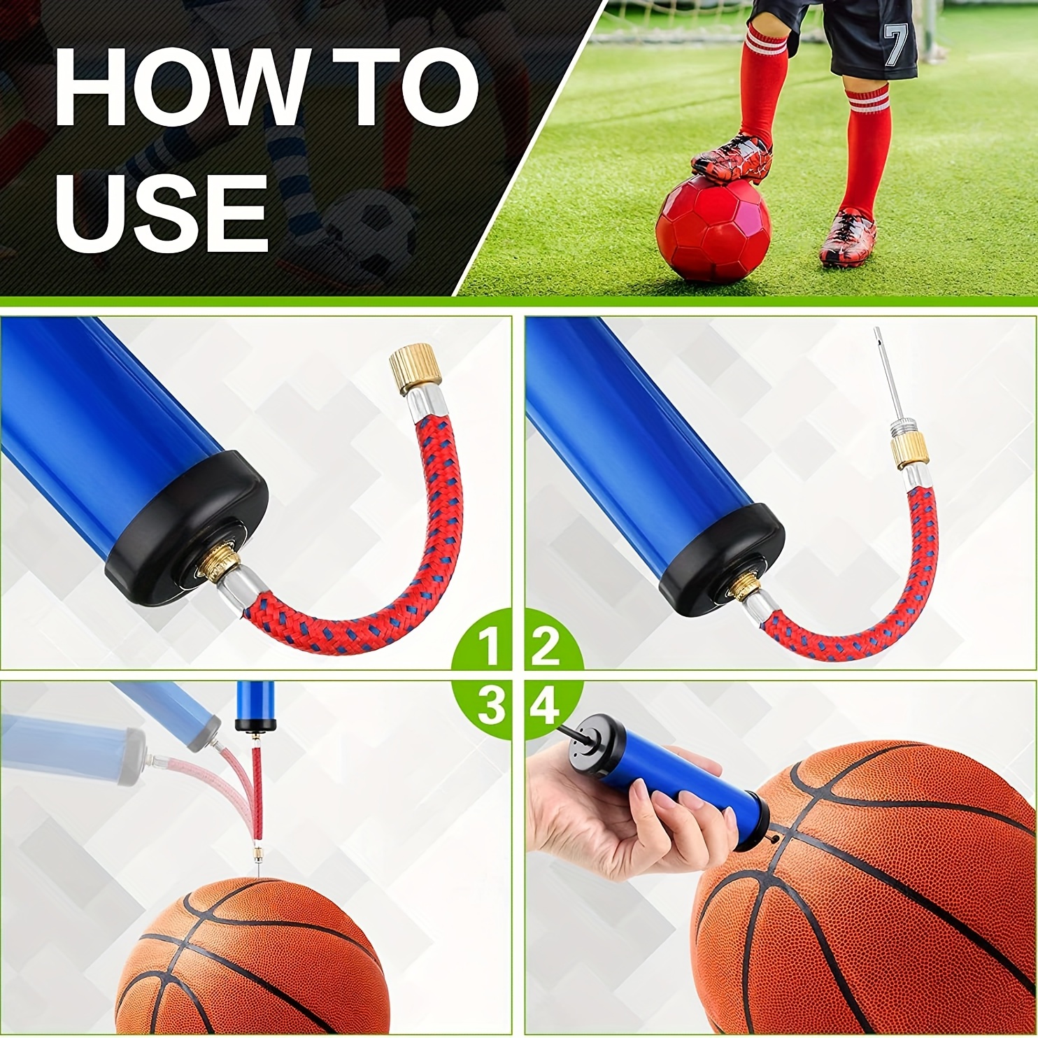 Portable Air Pump Kit For Sports Balls And Inflatables - Temu