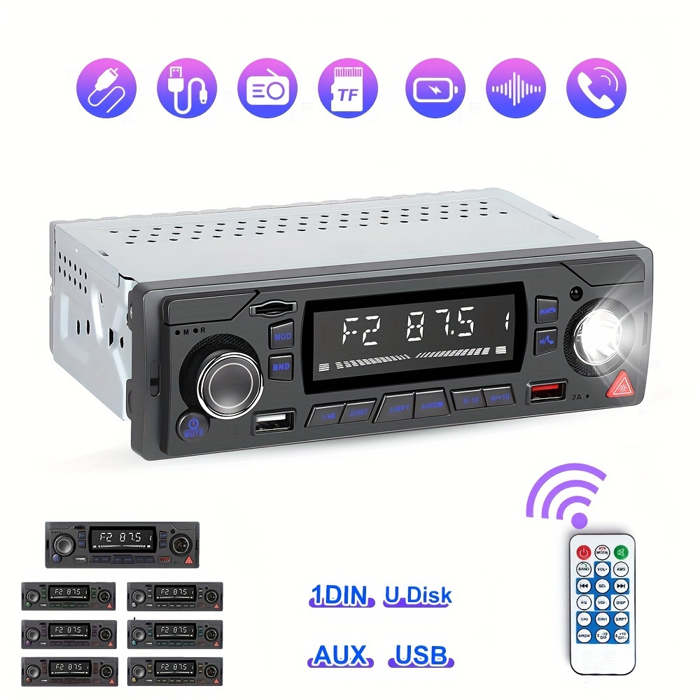 Autoradio Voiture Stéréo Mains Libres Bluetooth pour voiture Radio FM  Lecteur MP3 Lecteur USB / SD / AUX avec Télécommande - Autoradio