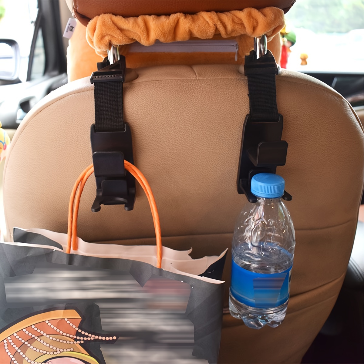 Auto Kopfstützen Haken，2 Stück Autositzhaken Autositz lagerung haken  Fahrzeug rücksitz haken mit Handyhalterung，für Tasche, Handy, Lebensmittel  (Blau) (Silber) : : Baby