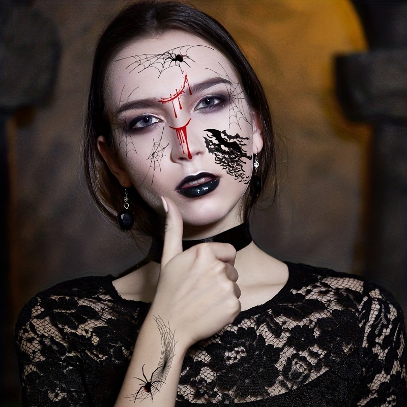 55 Hojas Disfraces Halloween Aterradores Accesorios Tatuajes - Temu