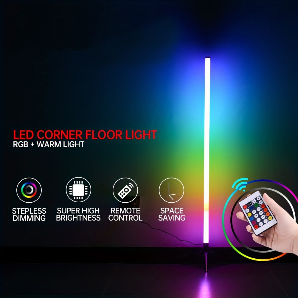 Smart RGB Floor Lamp Works with Alexa Google Home WiFi APP Remote,  Multi-Color Changing & Dimmable Modern Tall Standing Light, Angle  Adjustable LED Floor Lamp for Living Room, Bedroom, Party (Black) 