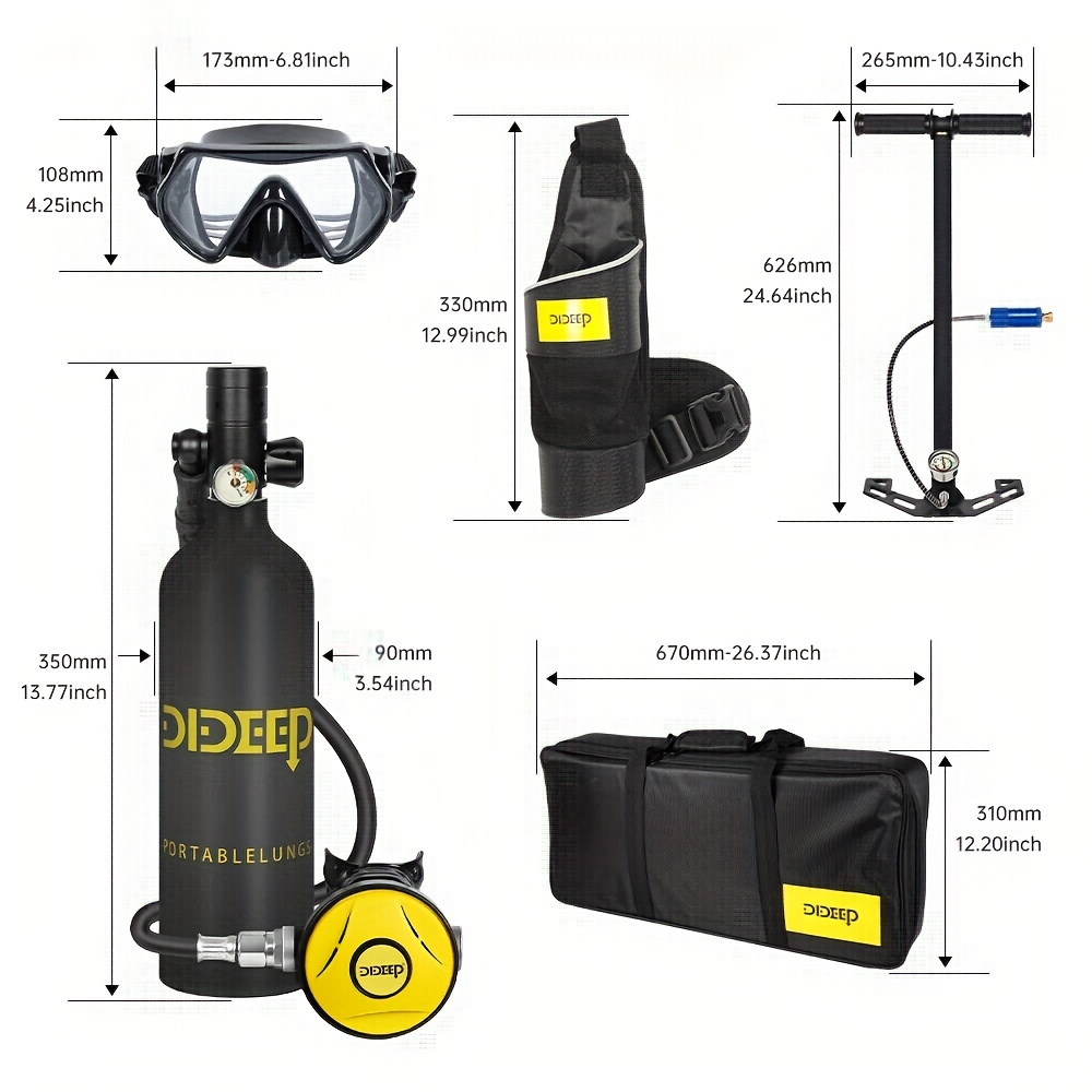 * 0.5L/16.91oz Mini * Diving Lung Tank With Manual Pump, Portable Diving  Equipment Support 5-10Mins Underwater Breathing