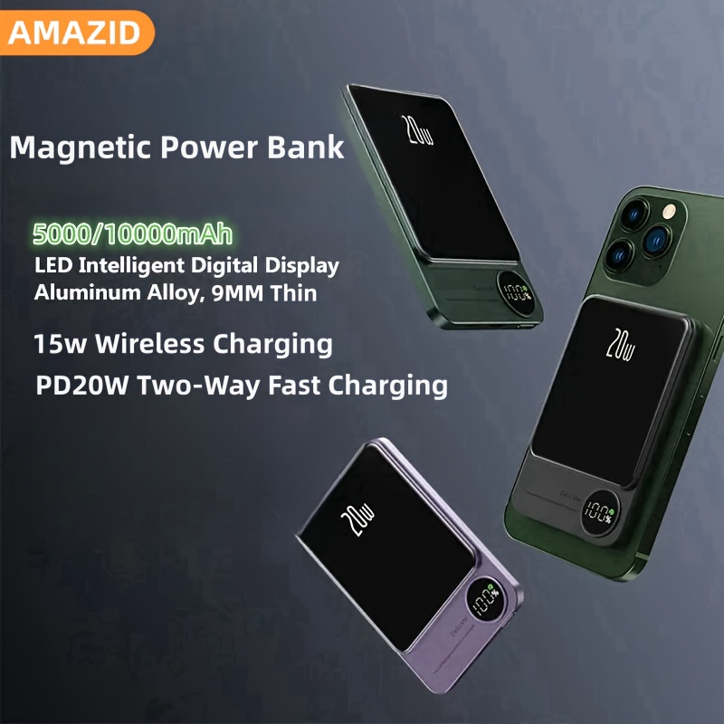 Magnetic 5000mah Power Bank Ultra thin Fast Charging - Temu