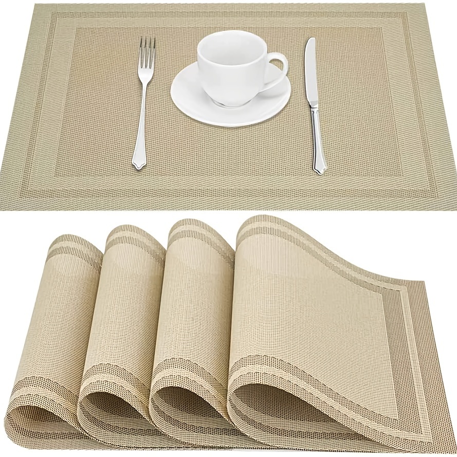  Juego de 6 manteles individuales florales de gnomos para mesa  de comedor, manteles individuales de PVC lavables, manteles individuales de  plástico de vinilo tejido, manteles individuales de mesa de comedor de