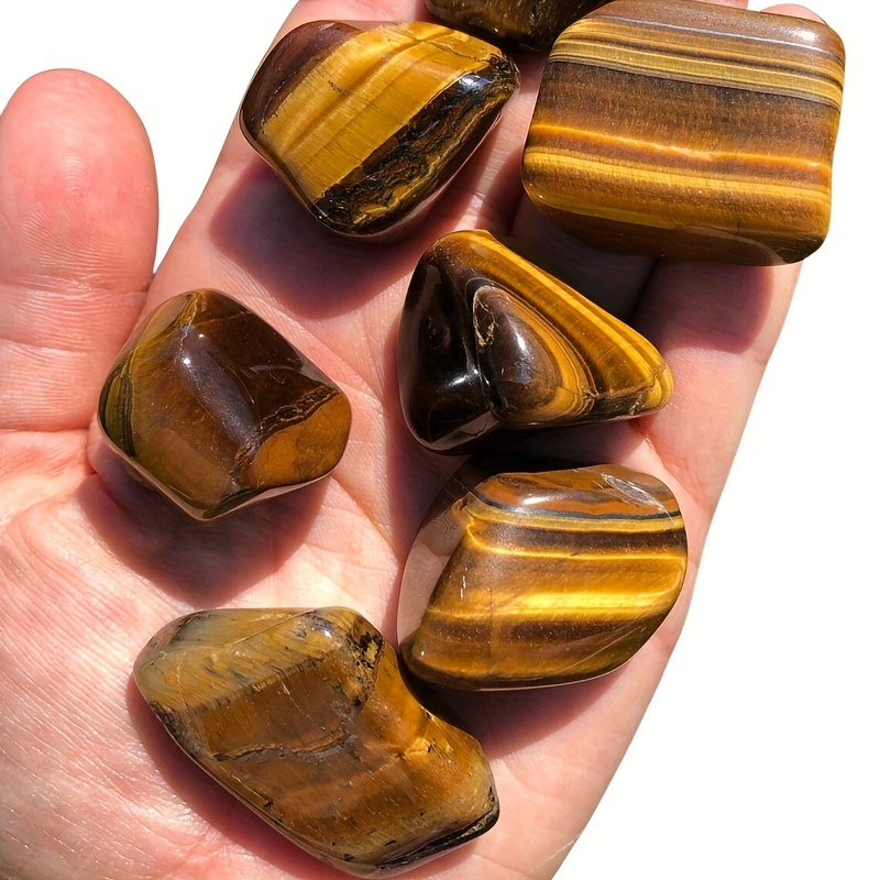 2pcs Natural Tiger Eye Tumbled Stones