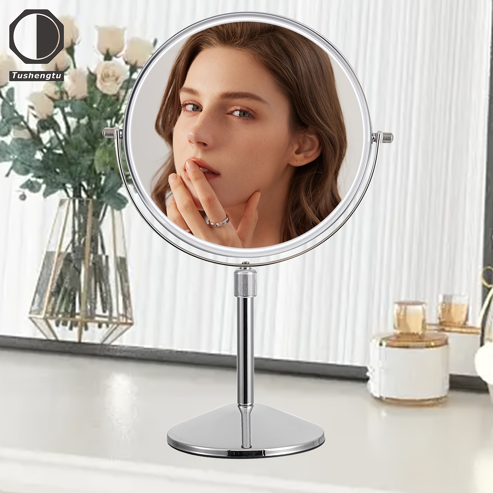 Acheter Miroir circulaire cosmétique grossissant portatif 5X 10X avec deux  ventouses